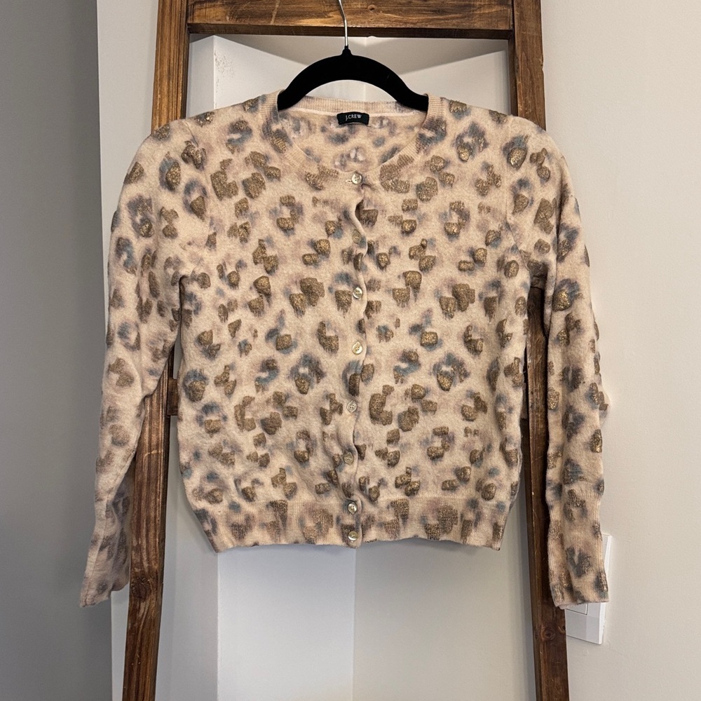 J. Crew Animal Print Sweater in Brown and Cream